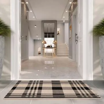 SAFAVIEH Courtyard Collection Accent Rug - 2' x 3'7", Black & Bone, Indoor/Outdoor & Washable, Ideal for High Traffic Areas in Patio, Backyard, Mudroom, Entryway, Doormat (CY6201-216-2)