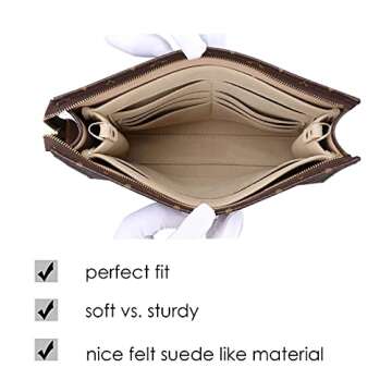 OULARIO Felt Insert Organizer Bag In Bag Fit Purse LV Toiletry Pouch 26 19, Lv Pouch 26 Khaki, Middl...