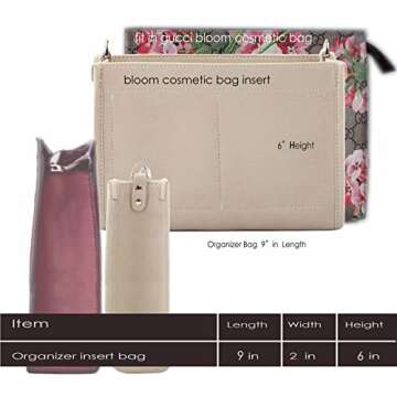 OULARIO Felt Insert Organizer Bag In Bag Fit Purse LV Toiletry Pouch 26 19, Lv Pouch 26 Khaki, Middle