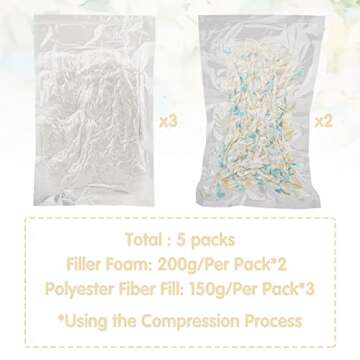 LUNARM 850g/29.98oz Memory Foam Filling and Polyester Fiber Fill, Shredded Density Foam for Bean Bag Filler Soft and Comfortable Stuffing Foam for Chairs Cushions Pillows Pet Beds