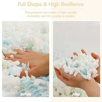 LUNARM 850g/29.98oz Memory Foam Filling and Polyester Fiber Fill, Shredded Density Foam for Bean Bag Filler Soft and Comfortable Stuffing Foam for Chairs Cushions Pillows Pet Beds