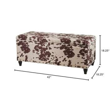 Christopher Knight Home Tatiana Velvet Storage Ottoman, Milk Cow / Dark Brown