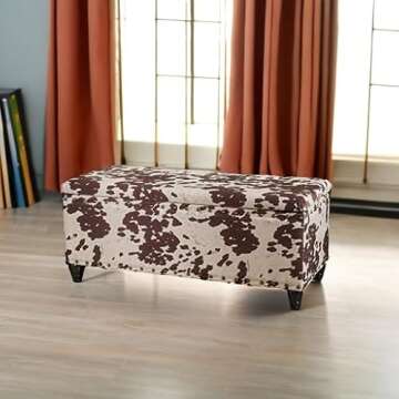 Christopher Knight Home Tatiana Velvet Storage Ottoman, Milk Cow / Dark Brown