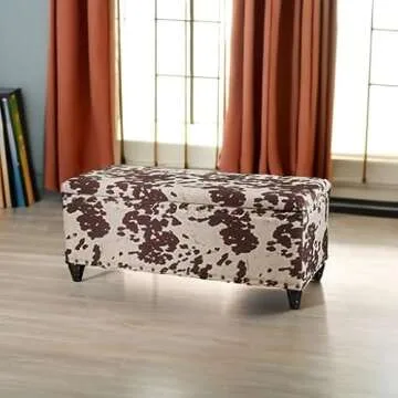 Christopher Knight Home Tatiana Velvet Storage Ottoman, Milk Cow / Dark Brown