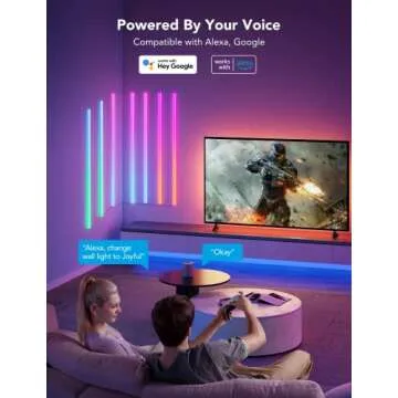 Govee Glide RGBIC Wall Lights, Music Wall Lights Works with Alexa and Google Assistant, Smart LED Light Bars for Bedroom, Living Room, Gaming Room, Party, Music Sync, 7 Panels Set (2 Sections/Panel)