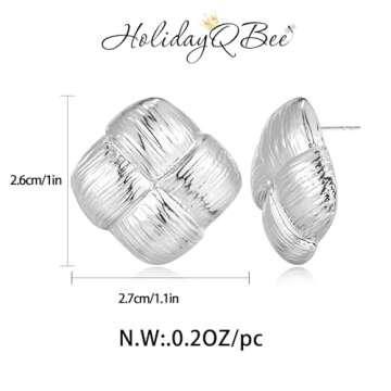 HolidayQbee Silver Earrings Silver Earrings for Women Chunky Silver Earrings Silver Stud Earrings Si...