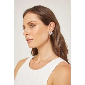 HolidayQbee Silver Earrings Silver Earrings for Women Chunky Silver Earrings Silver Stud Earrings Silver Statement Earrings Fashion Jewelry Earrings Wear All Seasons