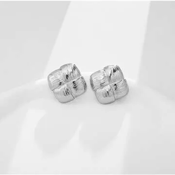 HolidayQbee Silver Earrings Silver Earrings for Women Chunky Silver Earrings Silver Stud Earrings Silver Statement Earrings Fashion Jewelry Earrings Wear All Seasons