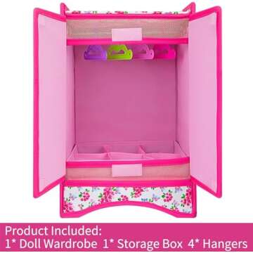 Ecore Fun 18 Inch Girl Doll Accessories Fashion Doll Closet Wardrobe for Doll Clothes and Accessorie...