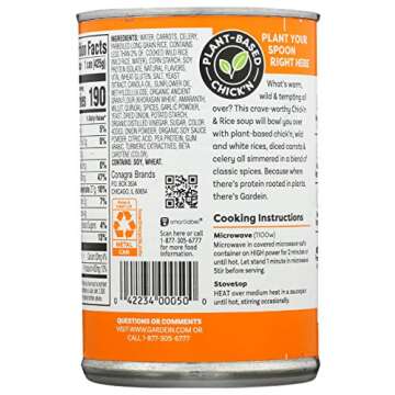 Gardein Plant-Based Chick'n & Rice Soup, Vegan, 15 oz.