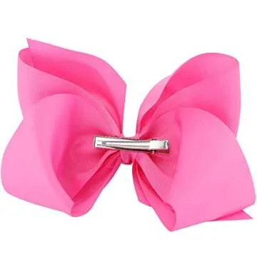 Big 8 Inches Hair Bows For Girls Grosgrain Boutique Hair Bow Clips For Teens Kids Toddlers 12 Pcs