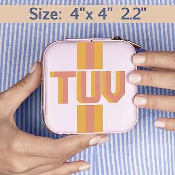 Personalized Shadow Initial Travel Jewelry Organizer, Monogram Custom Leather Case for Bridesmaid, Mother's Day, Birhday, Christmas Gift Box, Holder for Women Girls Bachelor Party