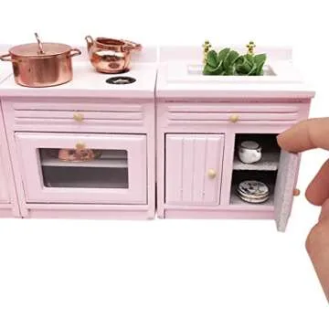 SXFSE Dollhouse Kitchen Cabinet Set for Creative Play