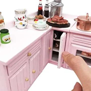 SXFSE Dollhouse Kitchen Cabinet Set for Creative Play