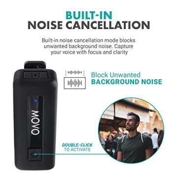 Movo Wireless Mini UC Duo Wireless Microphone for Android - Ultracompact Mic for Android with Clip on Wireless USB-C Microphone for Android - (10HR Battery Life, 164ft Range)
