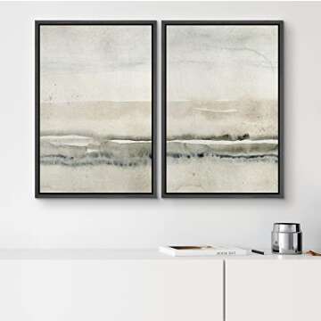 SIGNWIN Framed Canvas Print Wall Art Set Grunge Minimal Tan Landscape Abstract Shapes Illustration M...