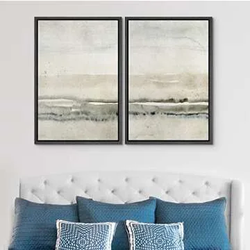 SIGNWIN Framed Canvas Print Wall Art Set Grunge Minimal Tan Landscape Abstract Shapes Illustration Modern Art Decorative Nordic Chic Relax/Zen for Living Room, Bedroom, Office - 16"x24"x2 Black