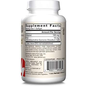 Jarrow Formulas® QH-absorb® + PQQ Dietary Supplement for Energy & Health