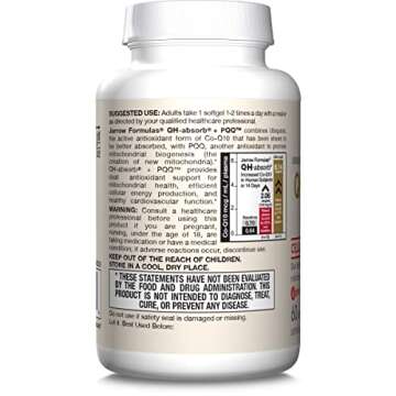 Jarrow Formulas QH-absorb + PQQ Antioxidant Support 60 Softgels