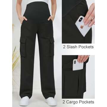Glamix Women's Maternity Cargo Pants – Chic & Comfortable with Pockets