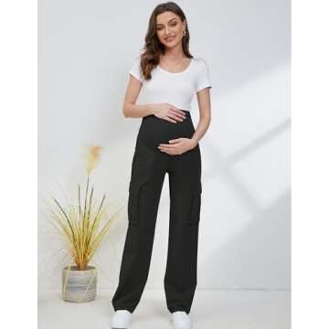Glamix Women's Maternity Cargo Pants with Pockets
