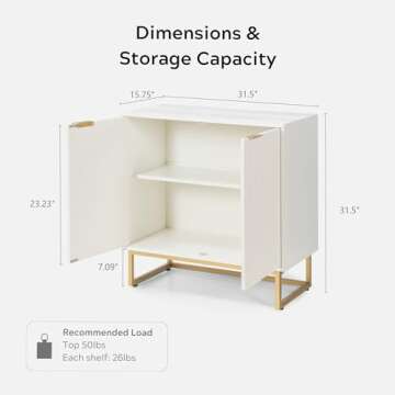 EYYTHUNG Fluted Storage Cabinet Sideboard Buffet Cabinet, Modern Accent Cabinet with Adjustable Shel...