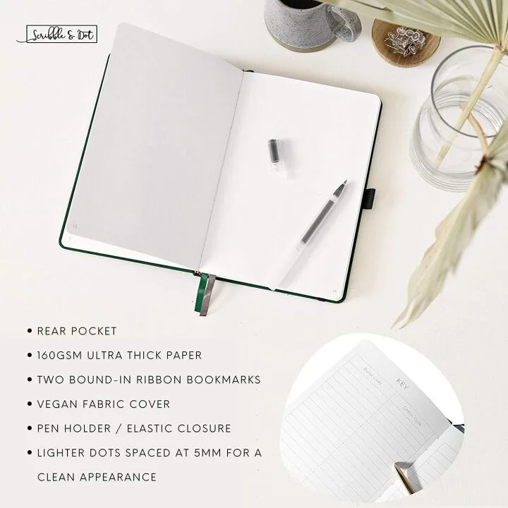 Monstera A5 Bullet Dotted Journal with 160gsm Paper