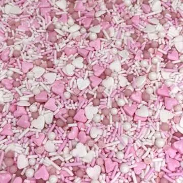 Manvscakes Edible Metallic Sprinkles Mix with Assorted Shapes and Sizes for Parties, Cookies, Ice Cream, Cake and Cupcake Decorating, 4 oz(Rose Gold and Pink)