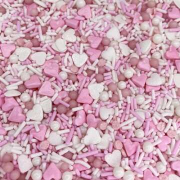 Manvscakes Edible Metallic Sprinkles Mix with Assorted Shapes and Sizes for Parties, Cookies, Ice Cream, Cake and Cupcake Decorating, 4 oz(Rose Gold and Pink)