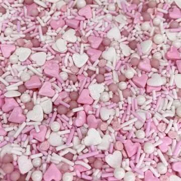 Manvscakes Edible Metallic Sprinkles Mix with Assorted Shapes and Sizes for Parties, Cookies, Ice Cream, Cake and Cupcake Decorating, 4 oz(Rose Gold and Pink)