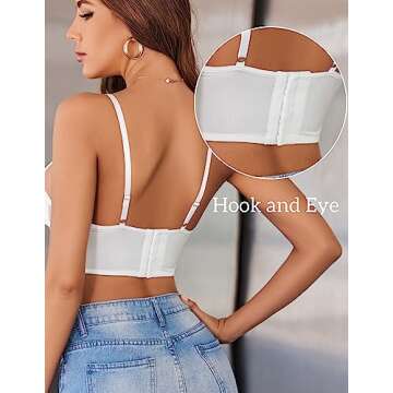 Avidlove White Lace Tank Top for Women Y2k Spaghetti Strap Bralette Medium