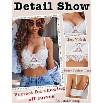 Avidlove White Lace Tank Top for Women Y2k Spaghetti Strap Bralette Medium