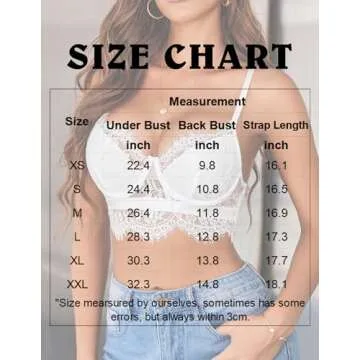 Avidlove White Lace Tank Top for Women Y2k Spaghetti Strap Bralette Medium