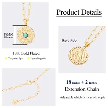 Elegant 18k Gold Evil Eye Pendant Necklace for Women