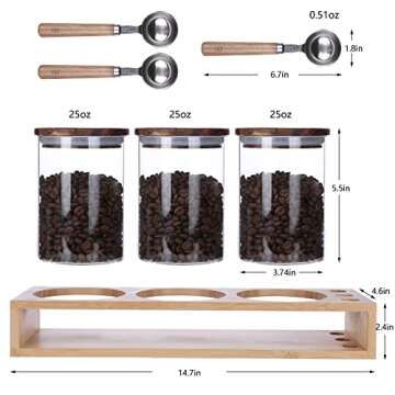 KKC HOME ACCENTS Sealed Glass Food Storage Jars with Scoop for Kitchen Counter,Glass Tea Canisters f...