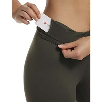 HeyNuts Essential 7/8 Leggings High Waisted Yoga Pants for Women, Soft Workout Pants Compression Leggings with Inner Pockets Dark Olive_25'' S(4/6)