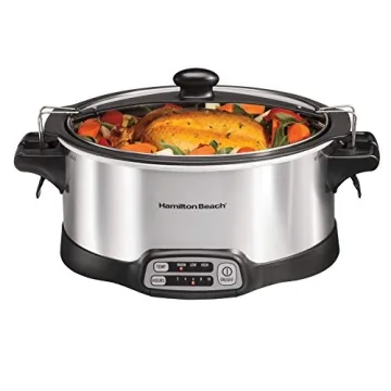 Hamilton Beach Programmable Slow Cooker - Lightweight 6 Quart with Stovetop-Safe Sear & Travel Lid L...