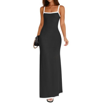 ZESICA Women's Summer Spaghetti Straps Maxi Dress for Elegant Comfort