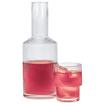 Red Co. Glass Carafe Tumbler Set Elegant Durable Dishwasher Safe