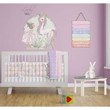 Something Unicorn - Pastel Rainbow Wall Hanging Sign for Teen Girls, Kid's Bedroom, Nursery, College...