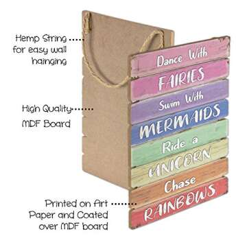 Something Unicorn - Pastel Rainbow Wall Hanging Sign for Teen Girls, Kid's Bedroom, Nursery, College Dorm, Girls Room Decor. Amazing Gift for Unicorn, Mermaid, Fairy, Rainbow Lovers,12x17 in, Rainbow