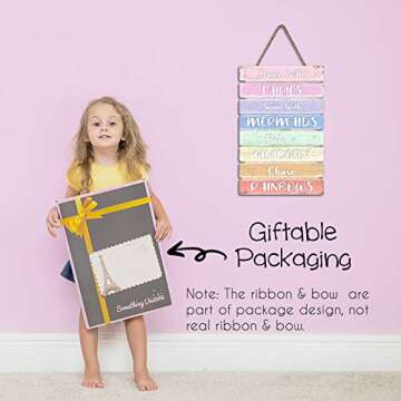 Something Unicorn - Pastel Rainbow Wall Hanging Sign for Teen Girls, Kid's Bedroom, Nursery, College Dorm, Girls Room Decor. Amazing Gift for Unicorn, Mermaid, Fairy, Rainbow Lovers,12x17 in, Rainbow