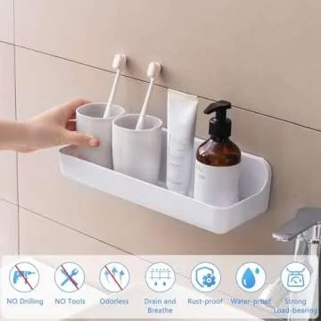 Durable ANRUI Shower Caddy - No Drill Self-Adhesive Shelves