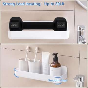 Durable ANRUI Shower Caddy - No Drill Self-Adhesive Shelves