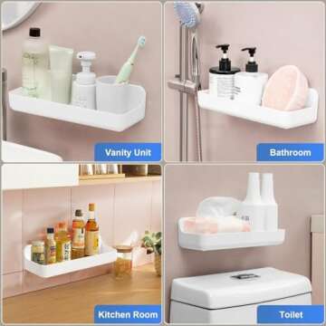 Durable ANRUI Shower Caddy - No Drill Self-Adhesive Shelves