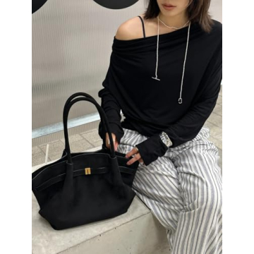 JW PEI Women's Hana Medium Faux Suede Tote Bag in Black