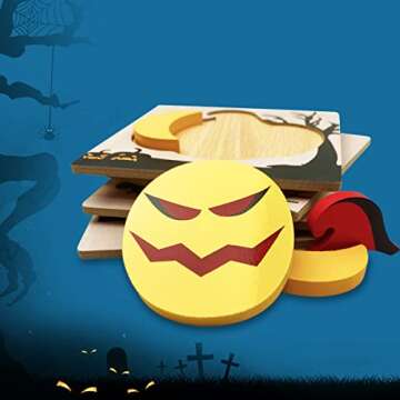 Anditoy 4 Pack Halloween Wooden Puzzles for Kids Toddlers Halloween Toys Party Favors Halloween Treat Bags Gifts