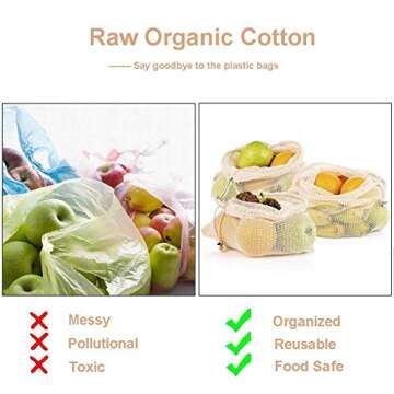 Reusable Organic Cotton Produce Bags for Eco-Friendly Living