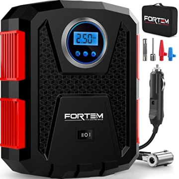 FORTEM 150 PSI Portable Air Compressor - Fast, Reliable Tire Inflation for Cars & Bikes