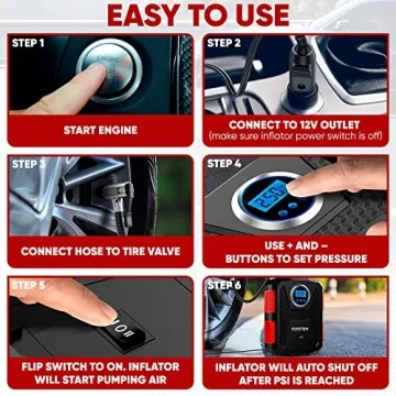 FORTEM 150 PSI Portable Air Compressor for Cars Bikes